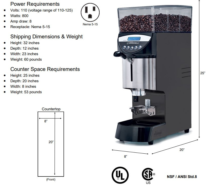 Nuova Simonelli Mythos Commercial Grinder with Dynamometric Tamper